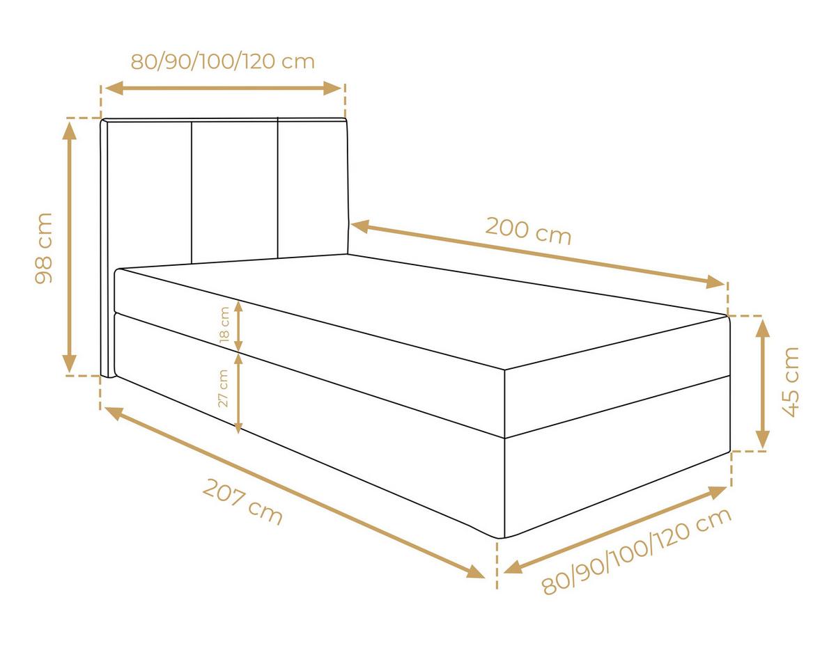 BOXBETT MEREA 100x200 cm mit Bettkasten und Matratze - Beige + TOPPER - Beige/Schwarz, Holz/Holzwerkstoff (100/200cm) - AX Living