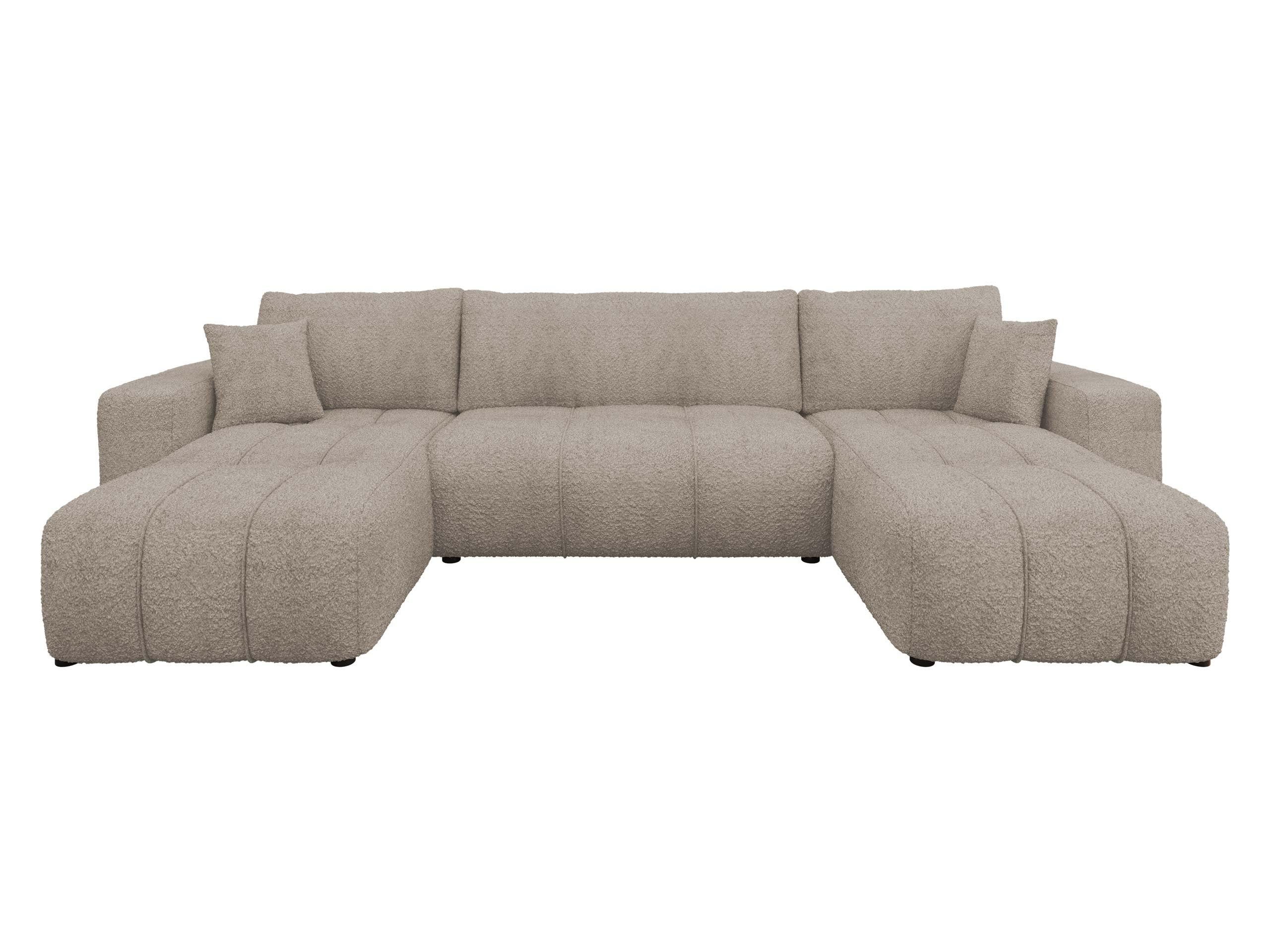 WOHNLADNSCHAFT Furyn U Boucle - Schwarz/Braun, Holzwerkstoff/Kunststoff (312/82/145cm) - MIRJAN24