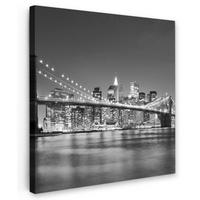 LEINWANDBILD New York - Brücke - Brooklyn - Schwarz und weiß - Architektur Deko Wohnzimmer 20x20 cm - Schwarz, Textil (20/20cm) - MuchoWow