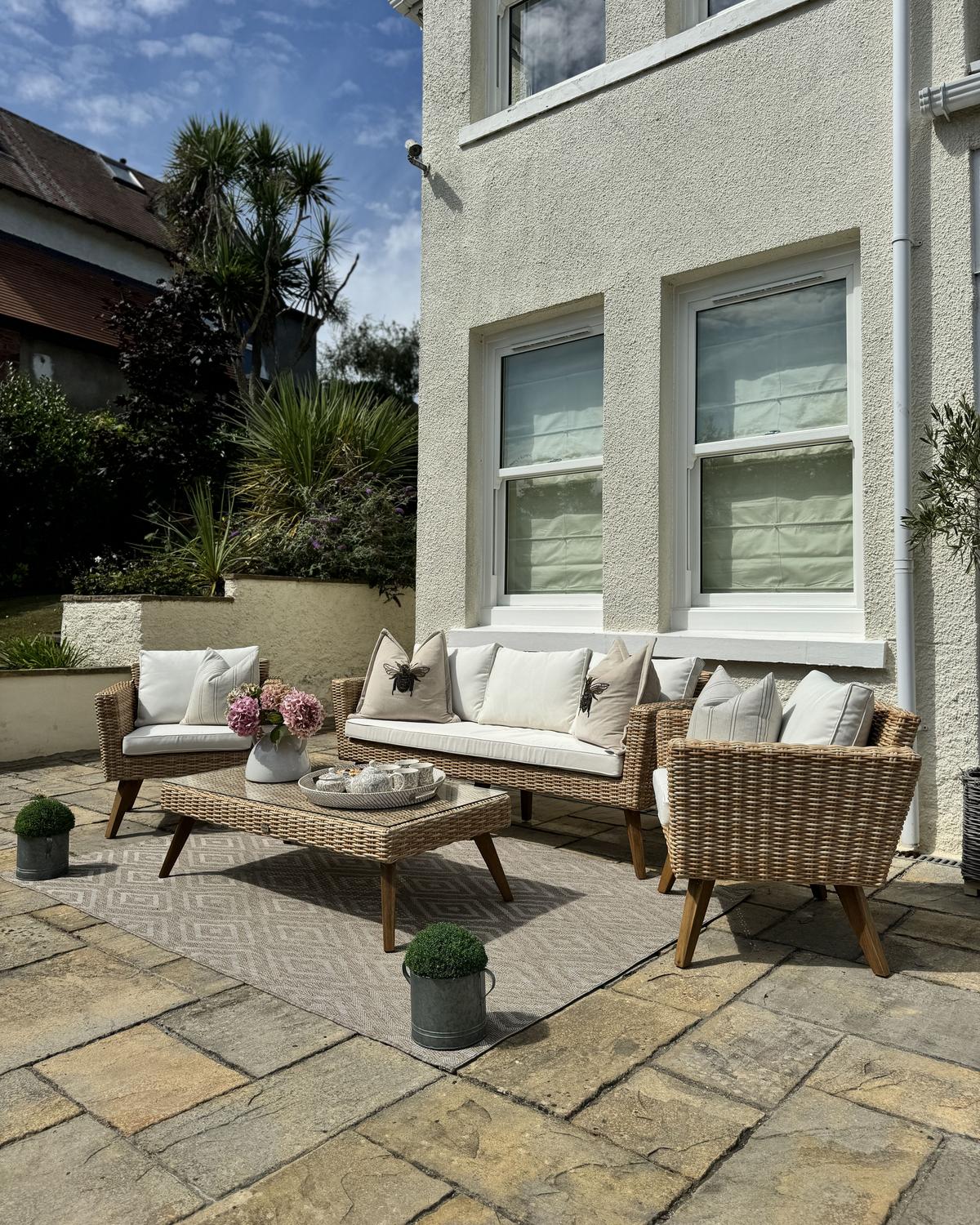 LOUNGE-SET 5-sitzer PE Rattan Cremeweiß Vittoria - Hellbraun/Beige, Kunststoff - Beliani