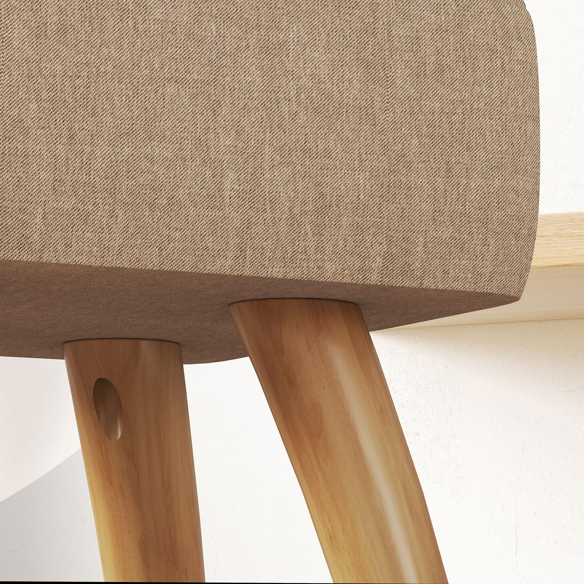 FUSSHOCKER Hocker Moderner Sitzhocker mit Leinenoptik, Holzbeine, Braun - Braun, Kunststoff (27/26/27cm) - HOMCOM
