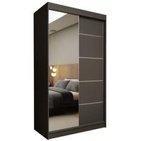 SCHWEBETÜRENSCHRANK MIRELLA 120/216/61 cm 2-türig mit Spiegel Grau - Grau, Holzwerkstoff (120/216/61cm) - MASSENO