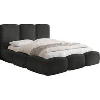 POLSTERBETT Harmony mit Bettkasten, Schwarz Boucle 140x200 cm - Birkefarben/Schwarz, Holzwerkstoff/Kunststoff (140/200cm) - WFL GROUP