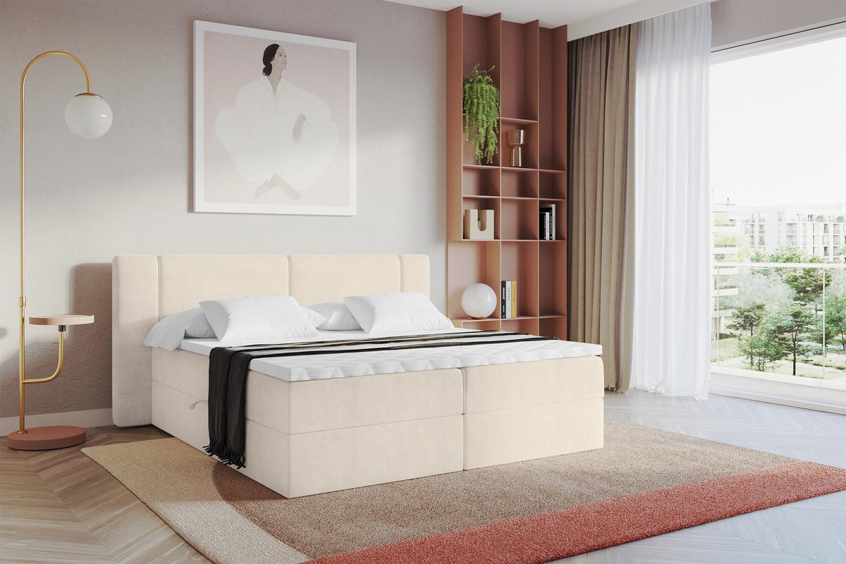 BOXBETT mit Matratze H3 - EVON - 180x200 cm Beige - Champagner, Holzwerkstoff (180/200cm) - ALTDECOR