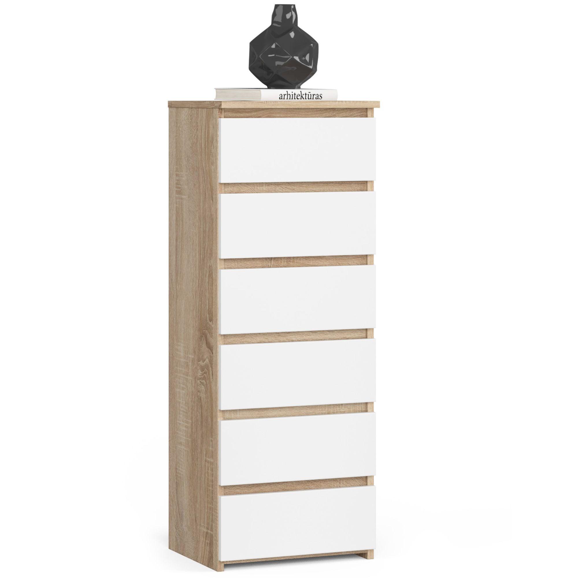 KOMMODE Eiche Sonoma, Weiß 109/40/35 - Weiß, Holzwerkstoff (40/109/35cm) - RAUMHIRSCH FURNITURE