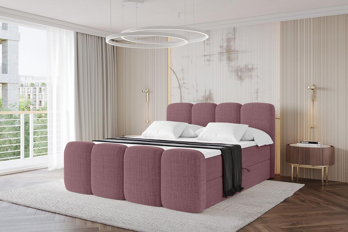 BOXBETT mit Matratze H4 und Lattenrost - NINA-Z - 200x200 cm - Altrosa - Pink, Holzwerkstoff (200/200cm)