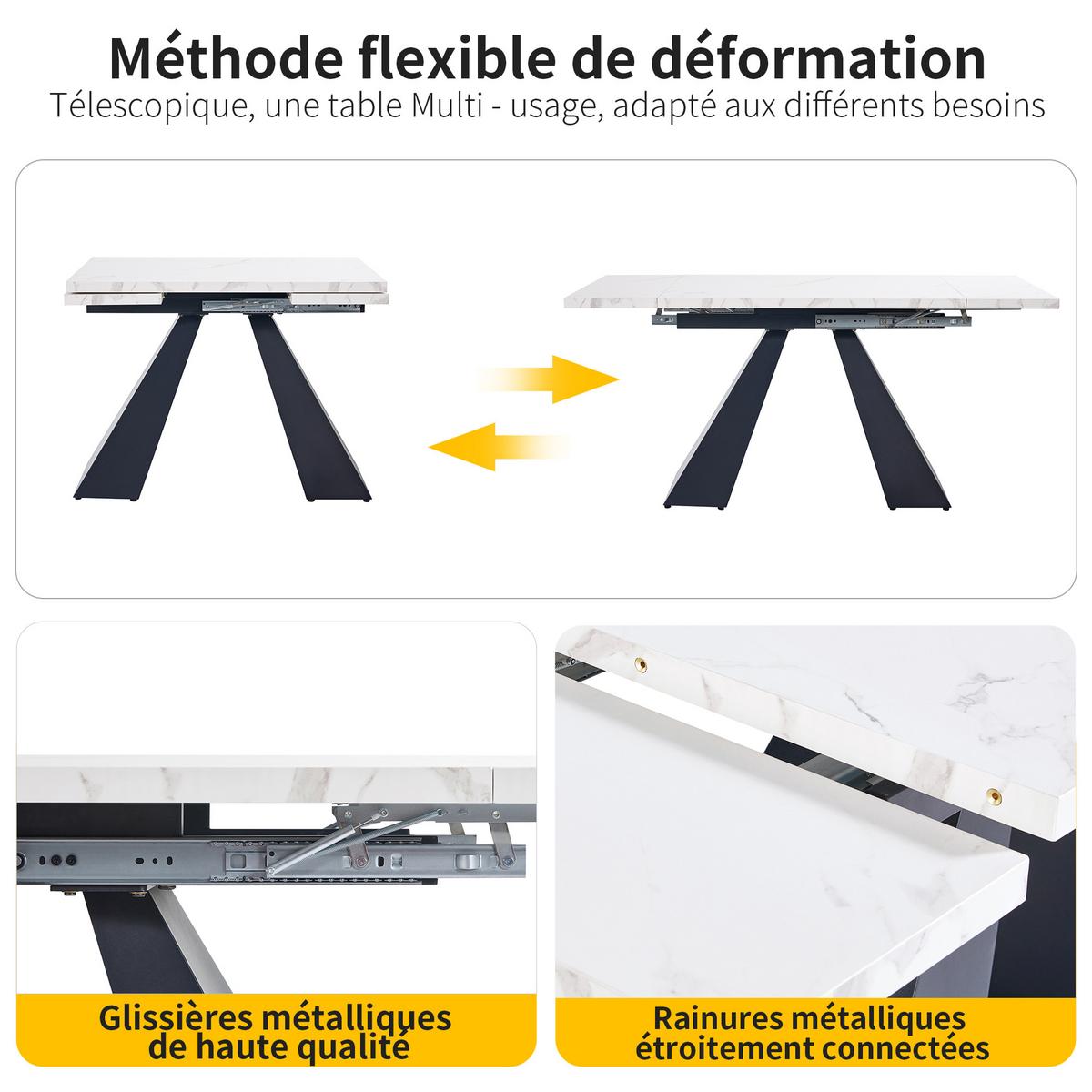 ESSTISCH Weiß 159/74/77 cm - Schwarz/Weiß, Holz/Metall (74/159/77cm) - Urban Meuble