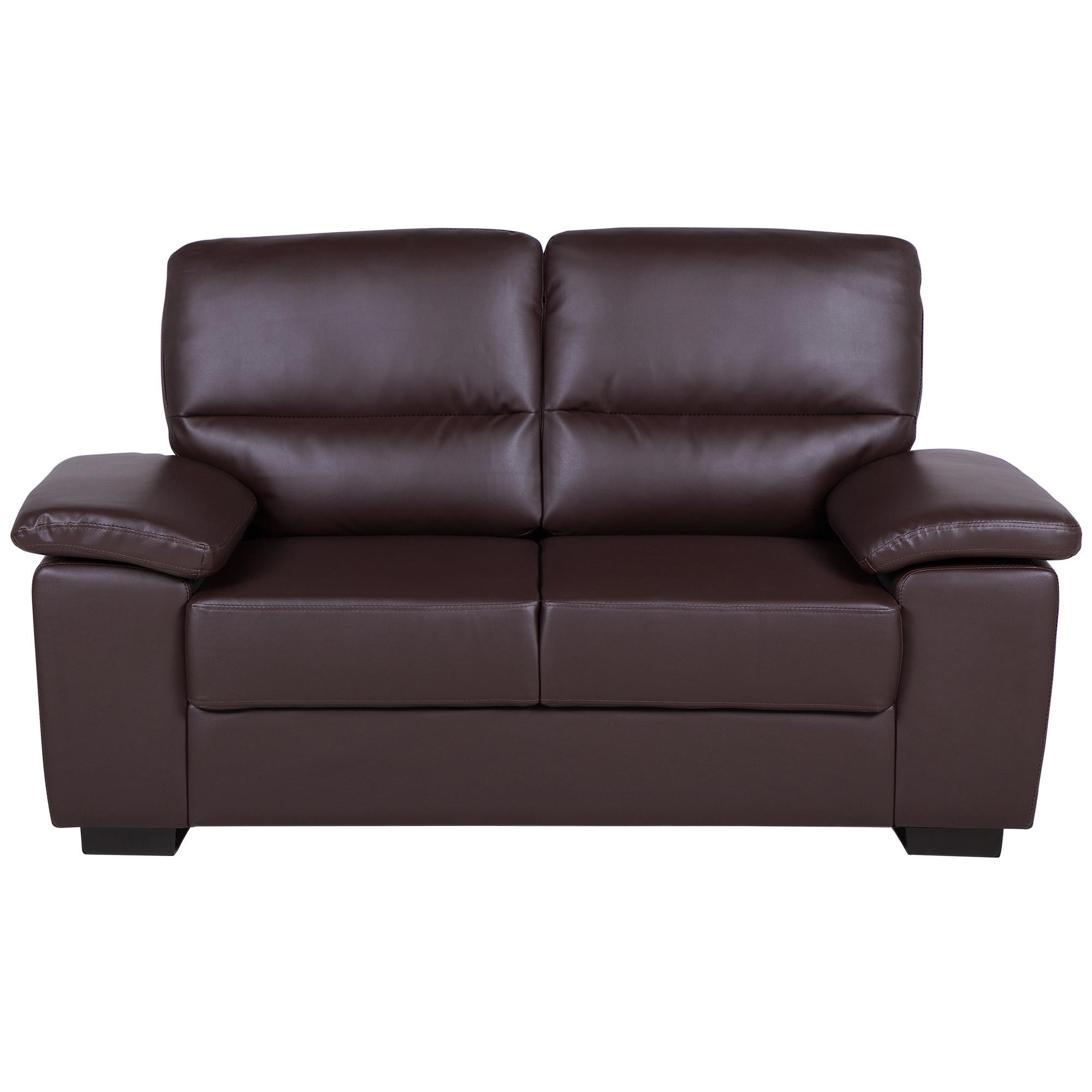 2-SITZER-SOFA Kunstleder Braun Vogar - Dunkelbraun, Kunststoff/Textil (156/90/74cm) - Beliani