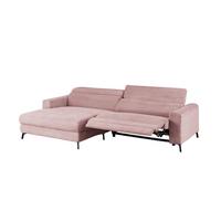 ECKSOFA LAISKA Pink Cord Relaxfunktion - Schwarz/Rosa, Textil/Metall (282/177cm) - KAWOLA