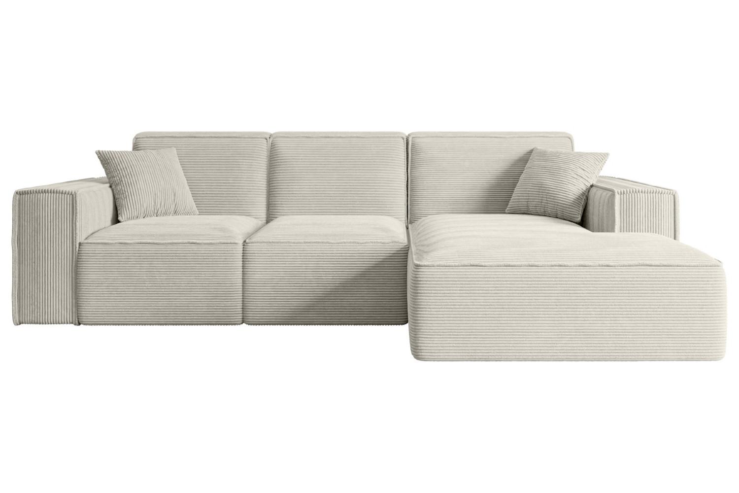 ECKSOFA Ottomane Rechts SERRA-L - 266x169x80 cm Creme Cord - Hellgrau/Creme, Holzwerkstoff/Kunststoff (266/169cm) - ALTDECOR