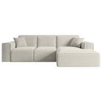 ECKSOFA Ottomane Rechts SERRA-L - 266x169x80 cm Creme Cord - Hellgrau/Creme, Holzwerkstoff/Kunststoff (266/169cm) - ALTDECOR
