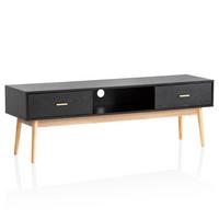 LOWBOARD Schwarz Eiche-Dekor Modern Stil 150x50x40 cm mit Schubladen und Ablagefach - Eichefarben/Schwarz, Holz (150/50/40cm) - KADIMA DESIGN