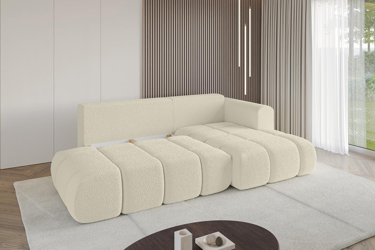 ECKSOFA Ottomane Rechts CLOUD-L-v1 280x185x90 Beige Bouclé - Beige, Holzwerkstoff/Kunststoff (185/280cm) - ALTDECOR