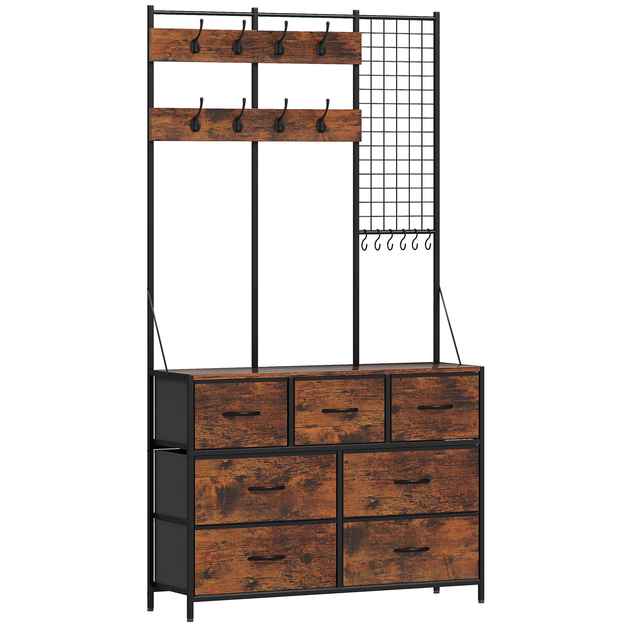 GARDEROBENSTÄNDER Spanplatte Stahl Rustikal Braun - Schwarz/Braun, Holzwerkstoff/Textil (100/183/30cm) - HOMCOM