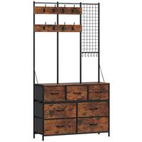 GARDEROBENSTÄNDER Spanplatte Stahl Rustikal Braun - Schwarz/Braun, Holzwerkstoff/Textil (100/183/30cm) - HOMCOM