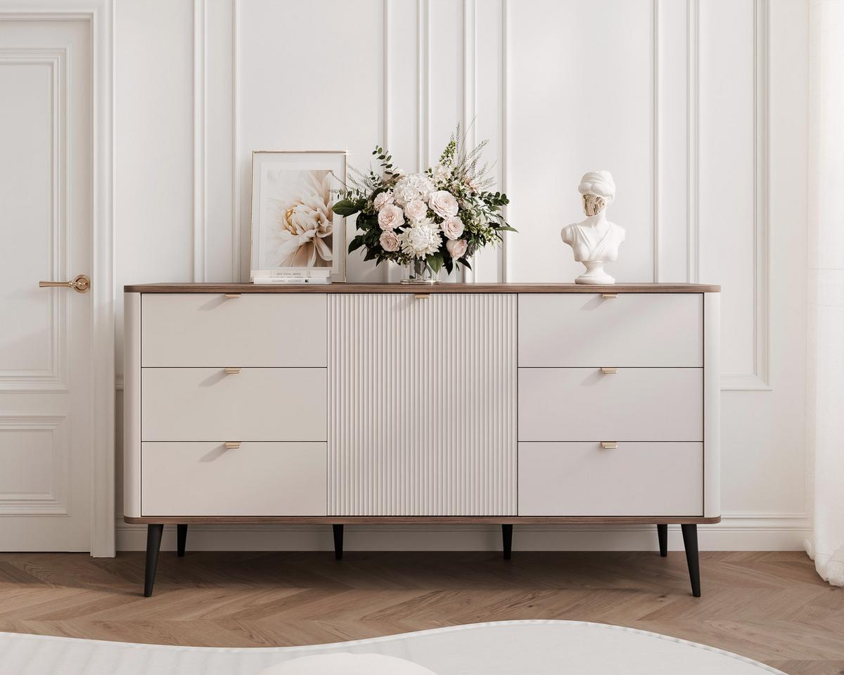 KOMMODE mit Schubladen NAVANI 160 cm Kaschmir Nuss - Kaschmir/Nussbaumfarben, Holzwerkstoff (160/82/40cm) - Idohome