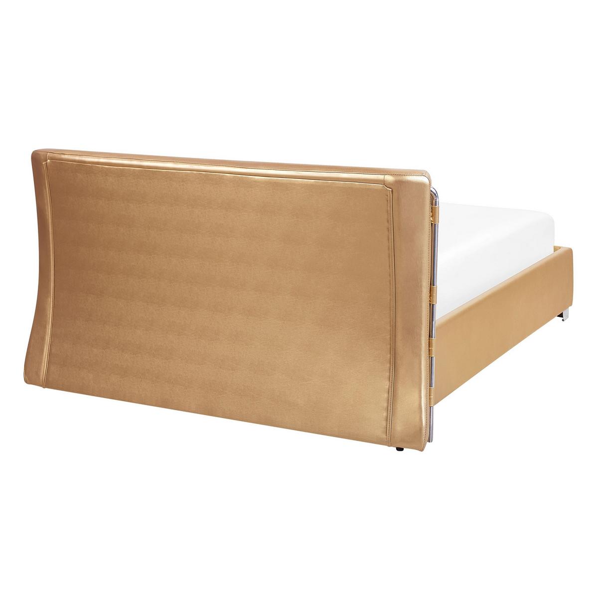LEDERBETT 140/200cm Gold Paris - Goldfarben, Leder (140/200cm) - Beliani
