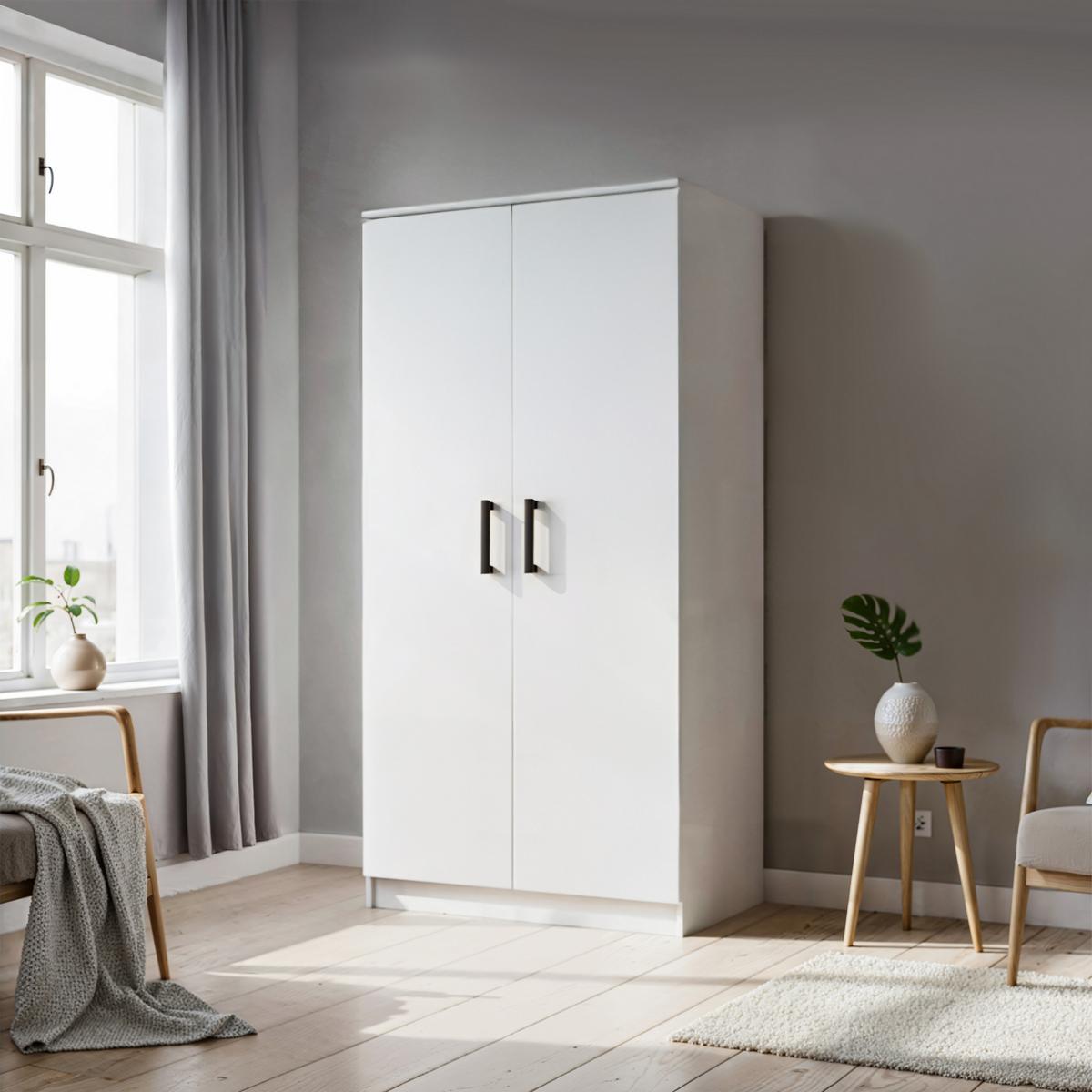 DREHTÜRENSCHRANK SILO 90/180/50 cm 2-türig Weiß - Weiß, Holzwerkstoff (90/180/50cm) - MASSENO