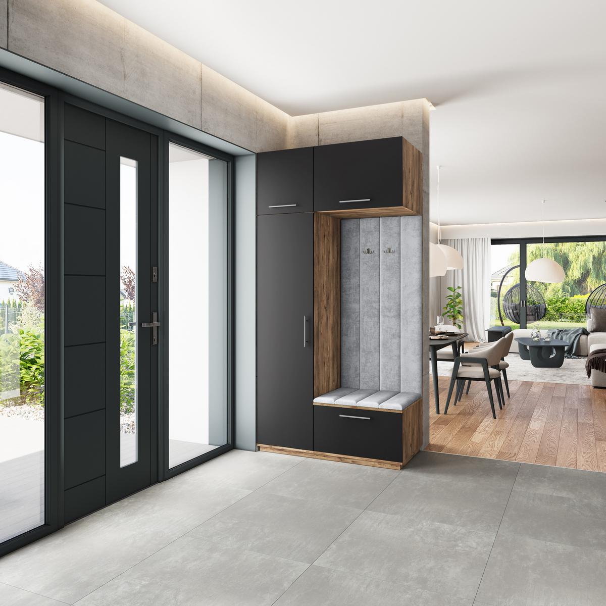 GARDEROBENSCHRANK REMA 120/240/60 cm Modern Eichefarben - Eichefarben/Hellgrau, Holzwerkstoff (120/240/60cm) - MASSENO
