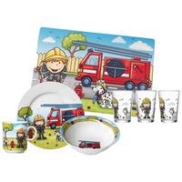 GESCHIRR-SET MIT KINDERBECHER Feuerwehrmann Bernie bunt 7-tlg. - Multicolor, Keramik/Kunststoff (2/2/2cm) - Ritzenhoff Breker