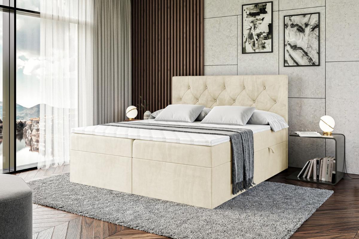 BOXBETT mit Matratze H4 und Lattenrost - MIRAGE - 180x200 - H4 - Beige - Beige, Holzwerkstoff (180/200cm) - ALTDECOR