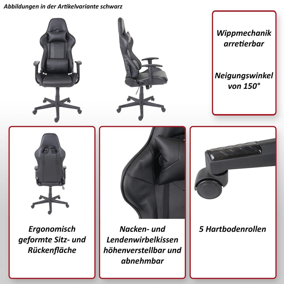 BÜROSTUHL Schwarz, Rot - Rot/Schwarz, Textil (67/136/69cm) - MCW