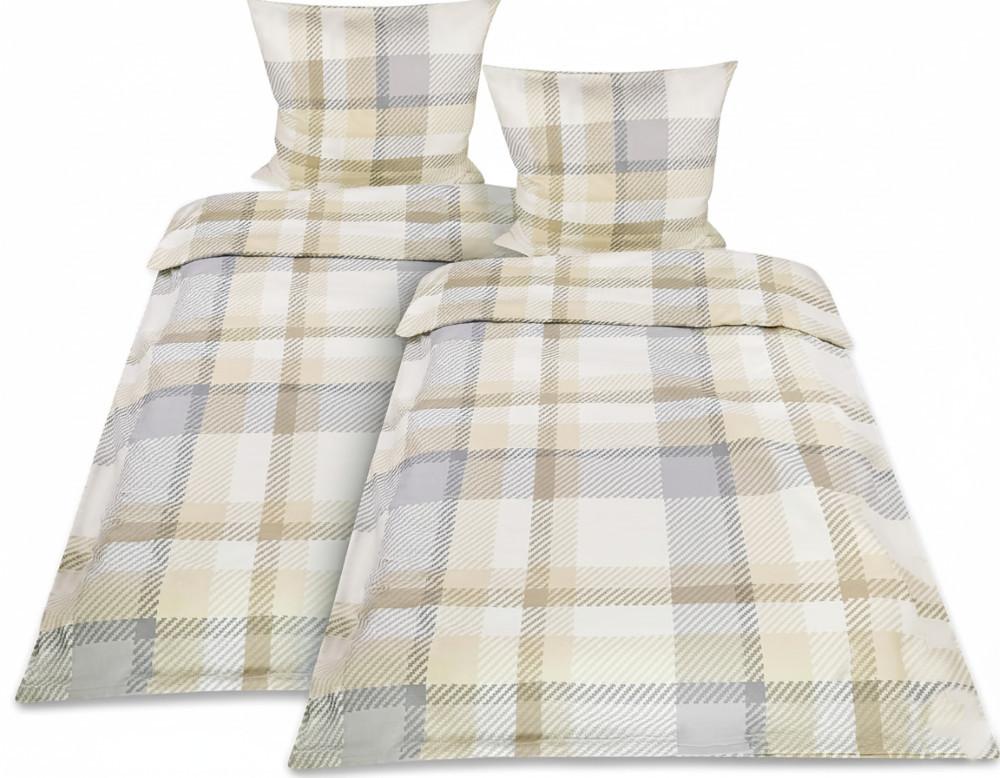 BETTWÄSCHE Mira 155x220cm + Kissenbezug 80x80cm Beige Biber (4tlg) - Beige, Textil (155/220cm) - Beautissu 