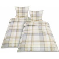 BETTWÄSCHE Mira 155x220cm + Kissenbezug 80x80cm Beige Biber (4tlg) - Beige, Textil (155/220cm) - Beautissu 
