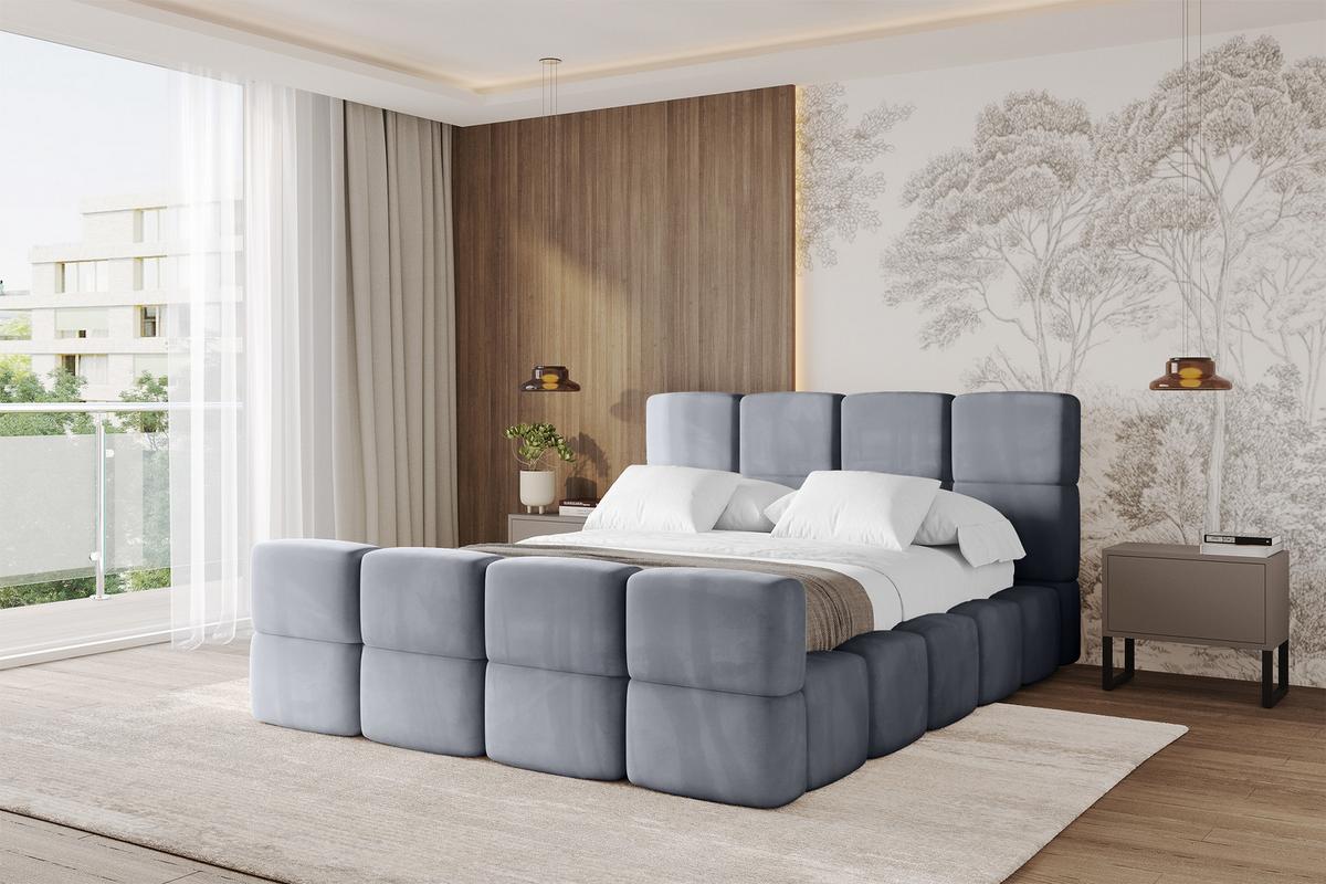 POLSTERBETT mit Bettkasten und Lattenrost, Bett mit Matratze H3/H4, Kopfteil, Boxbett, Doppelbett mit Stauraum - NATA-Z 120x200 Grau - Grau, Holzwerkstoff/Textil (120/200cm) - ALTDECOR