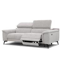 RELAXSOFA FIERO 3-Sitzer mit 1 Relaxfunktion, hellgrau - Hellgrau/Schwarz, Holzwerkstoff/Textil (212/82/103cm) - Wozimo