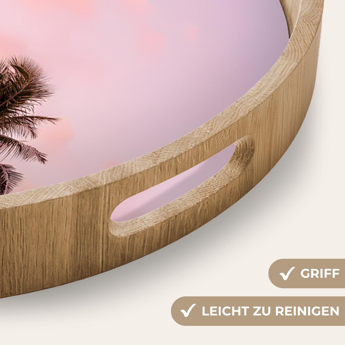 TABLETT Palmen - Lila - Wolken - Himmel 50x50 cm - Rosa, Holz (50/5/5cm) - OnlyWow