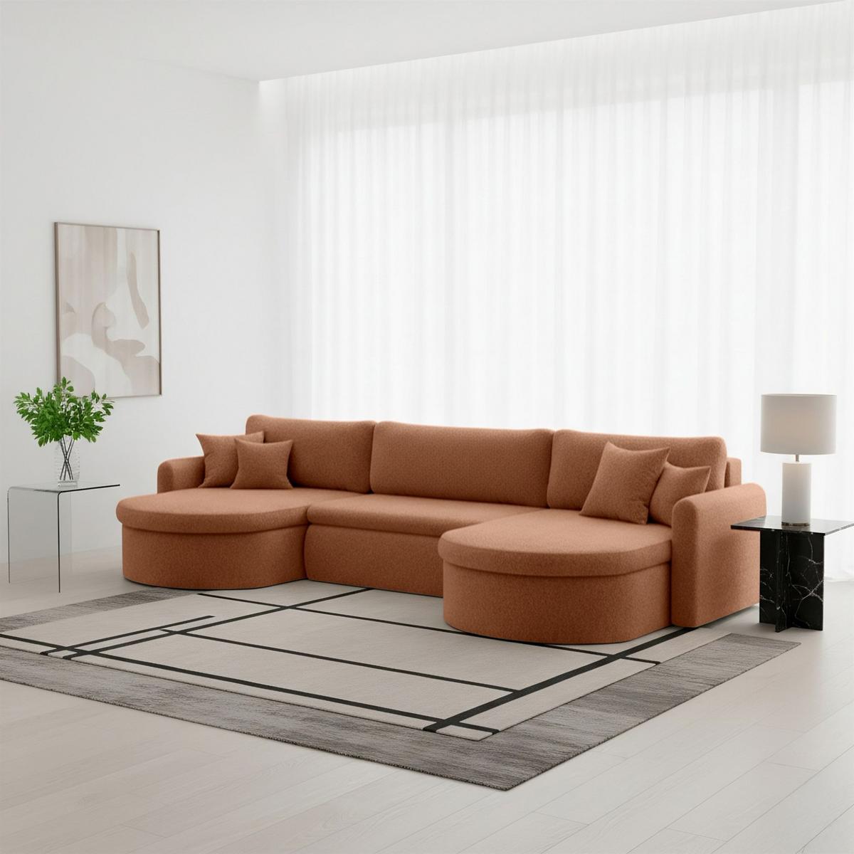 WOHNLANDSCHAFT Feliz In Quelle - Braun, Holzwerkstoff/Textil (350/83/160cm) - Fun Möbel
