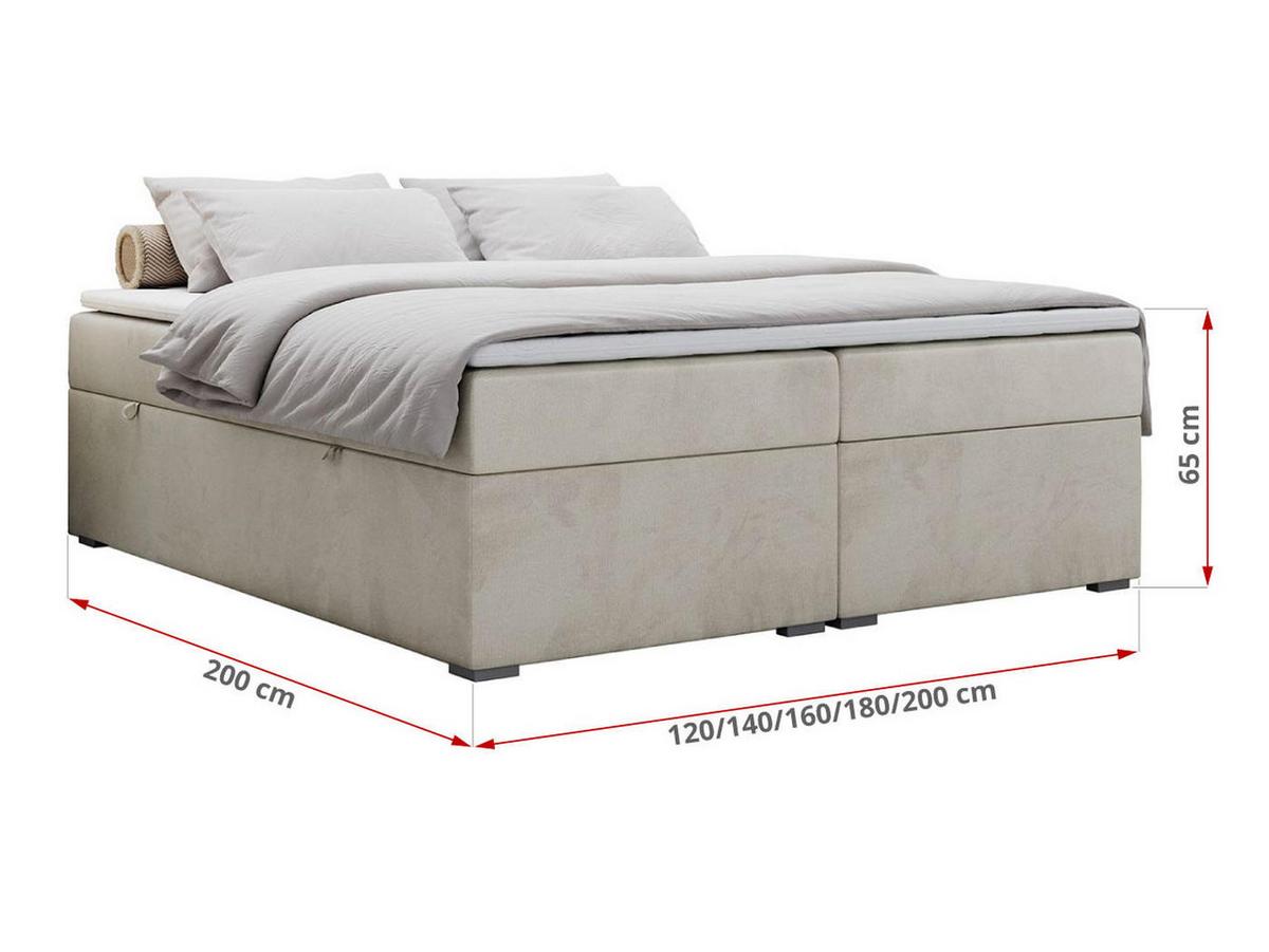 BOXBETT BESS 200/200 Beige Velvet - H3 - Beige, Holz/Textil (200/200cm) - MKS