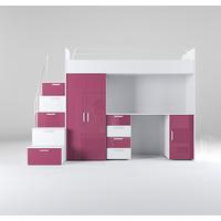 WEISSES Kinderset RAJ 4, Hochglanz - Weiß/Rosa, Holzwerkstoff (254/180/55cm) - Lookway