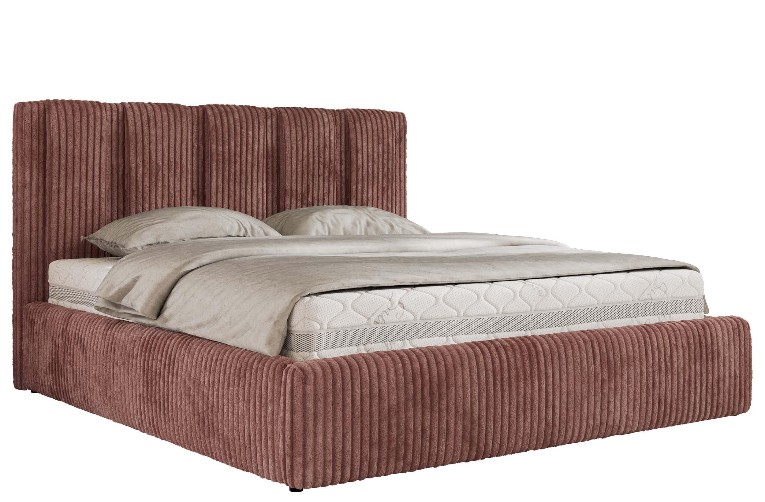 POLSTERBETT SAVINO CLASSIC 140/200 - Rosa Cord - Pocket-Matratze - Rosa, Textil (140/200cm) - MKS