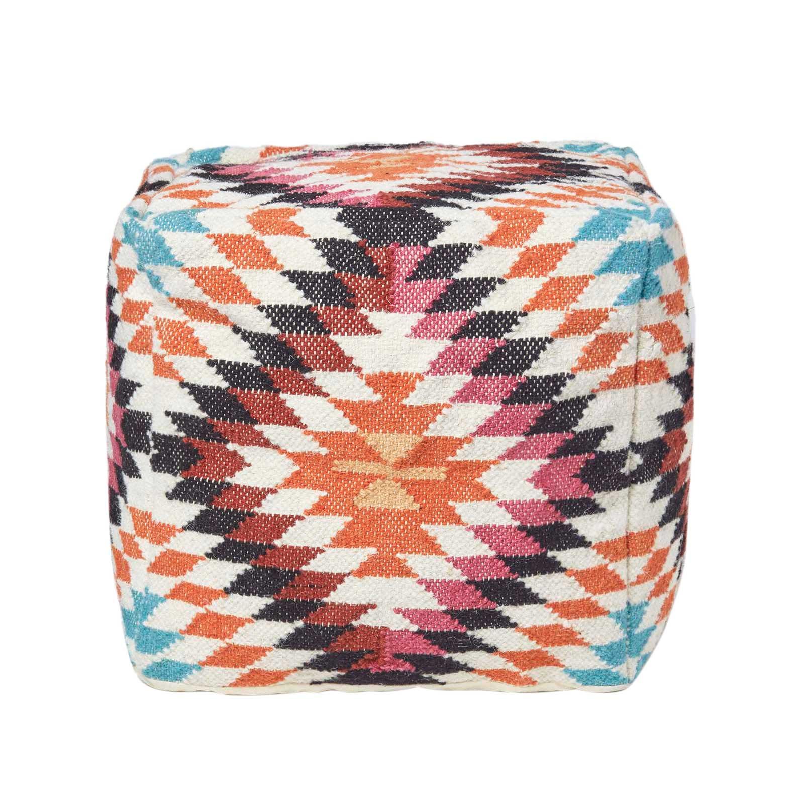 KELIM-POUF Manila mit Ethno-Muster, 43/43/43 cm - Multicolor, Textil (43/43/43cm) - Homescapes