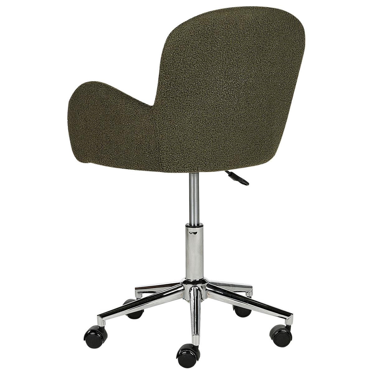 BÜROSTUHL Bouclé Dunkelgrün Priddy - Silberfarben/Grün, Textil (60/79/60cm) - Beliani
