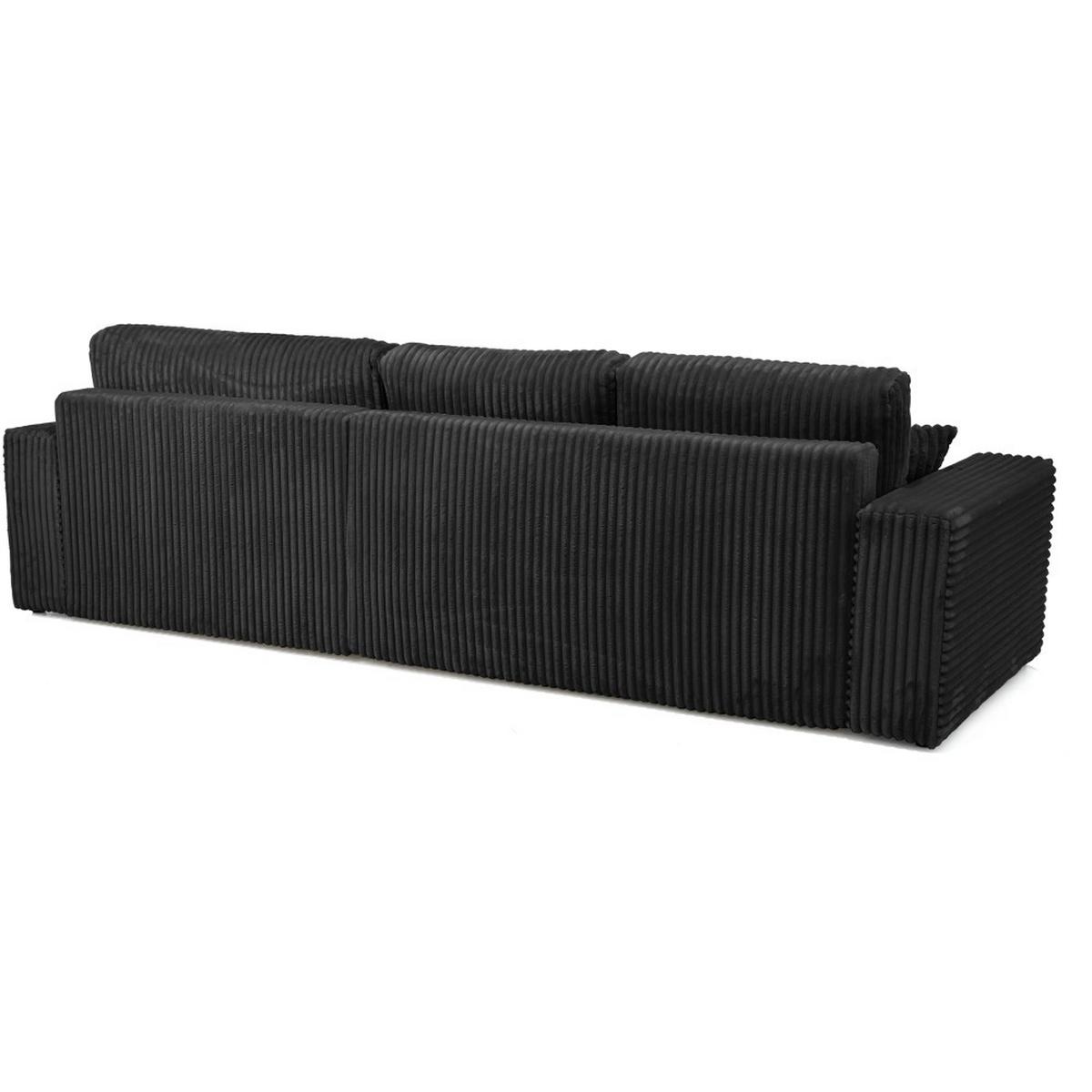 ECKSCHLAFSOFA Porto mit universelle Ottomane, Schwarz - Schwarz, Textil (288/190cm) - Beautysofa