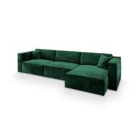 ECKSOFA TOLMO M Grün Velours-Stoff mit Schlaffunktion - Grau/Grün, Holz/Kunststoff (347/148cm) - MASSENO