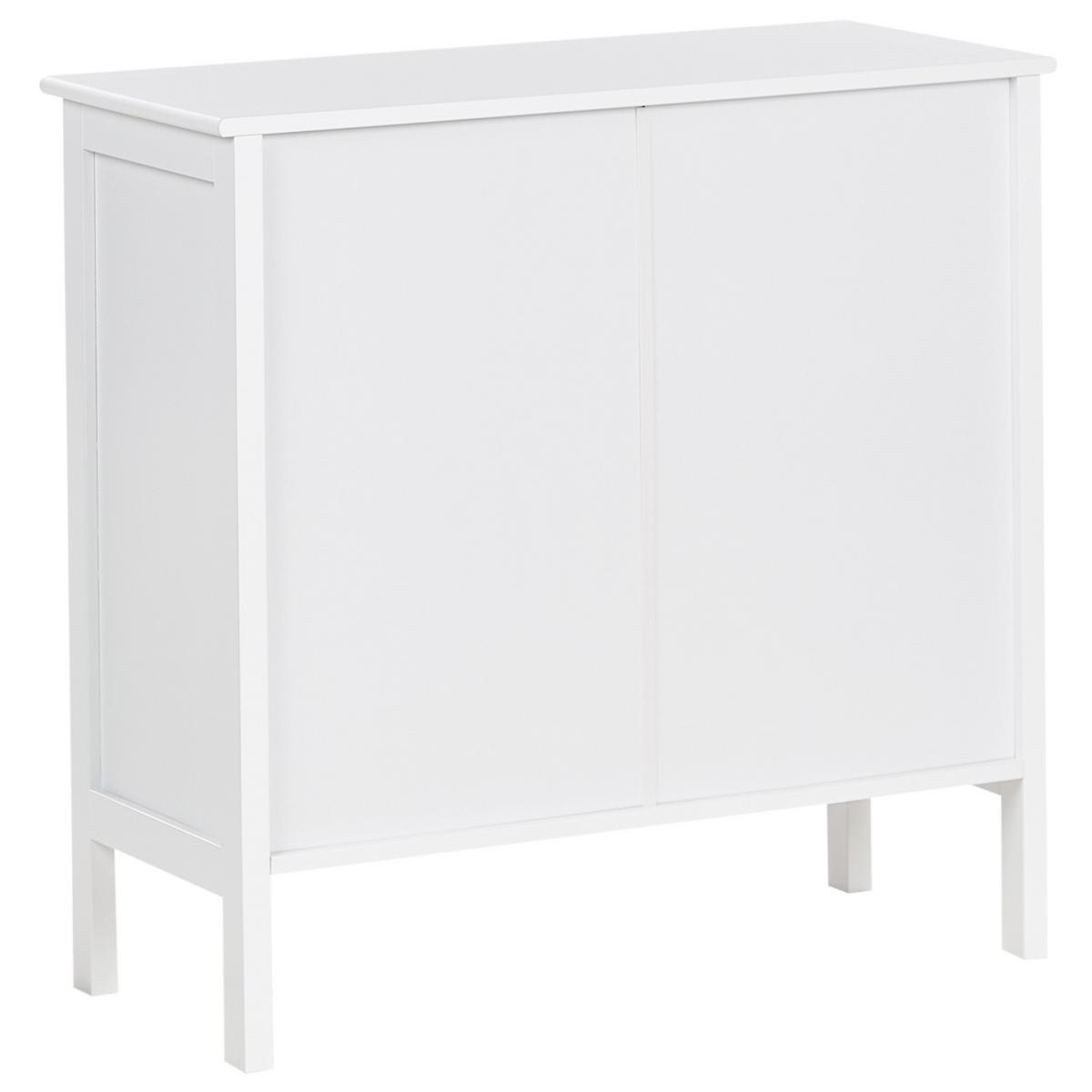 SIDEBOARD mit Glastüren 80 cm Weiß Miram - Weiß, Holzwerkstoff (80/78/36cm) - Beliani