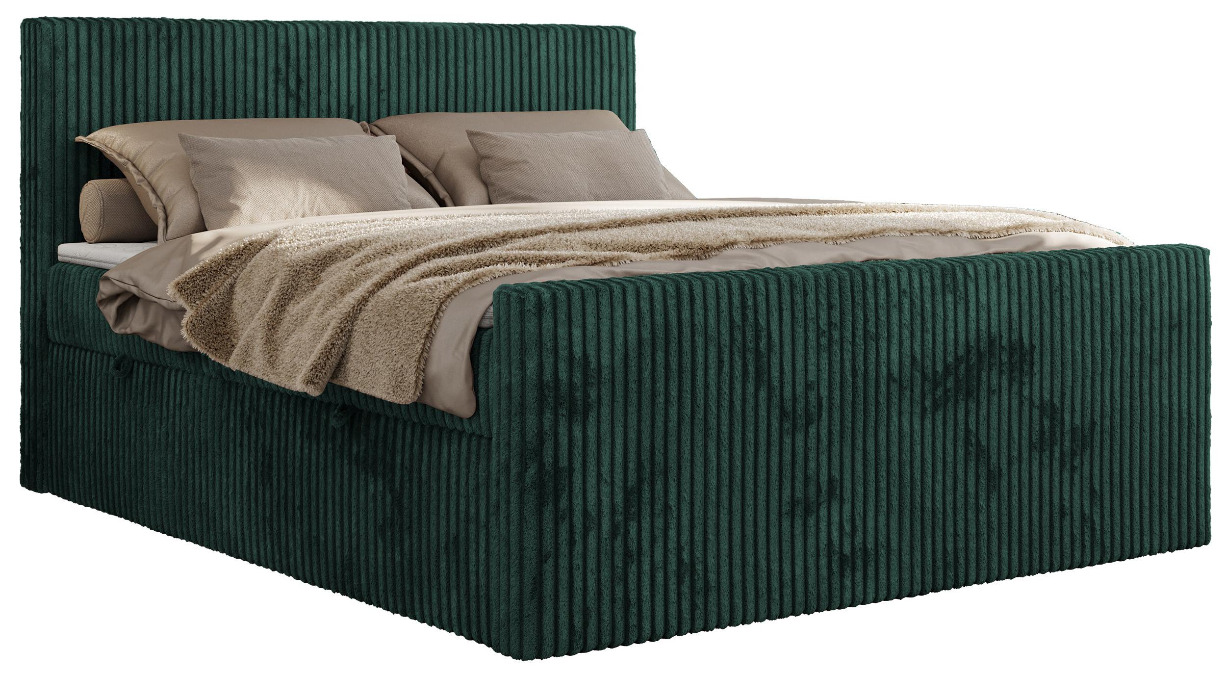 BOXSPRINGBETT TILIANO DUO 140/200 - Dunkelgrün Cord - H3 - Dunkelgrün, Textil (140/200cm) - MKS