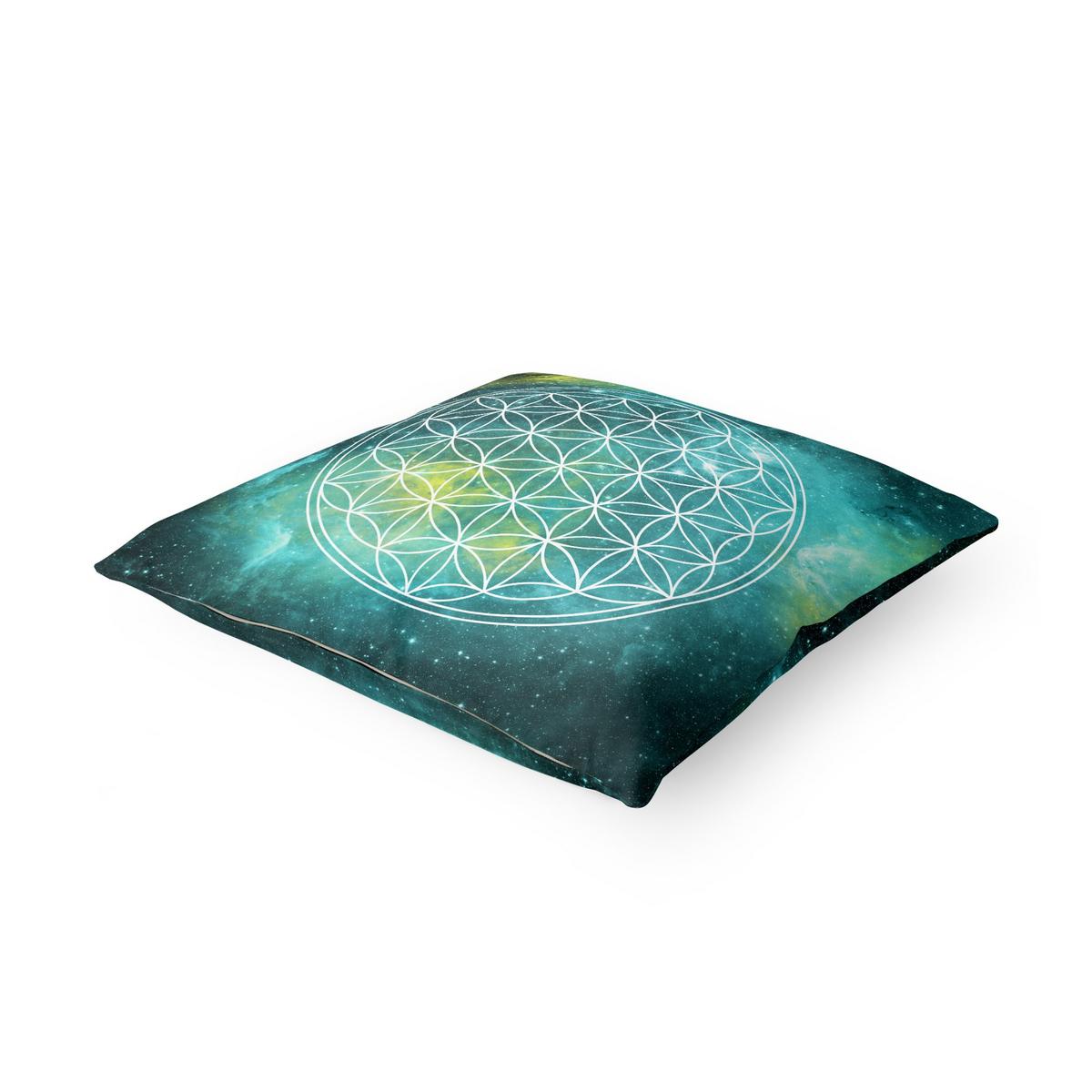 KISSENBEZUG Blume des Lebens im Licht der Sterne 40/40 cm - Weiß, Textil (40/40cm) - Bilderwelten