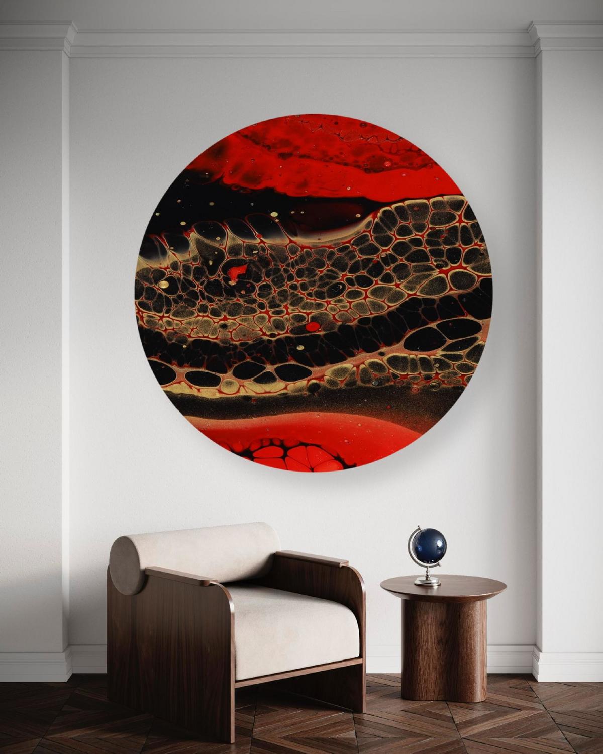 RUNDES BILD Rot 40/40 cm - Rot/Multicolor, Textil (40/40cm) - KUNSTLOFT