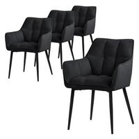 ESSZIMMERSTÜHLE 4ER-SET Schwarz Frotteestoff - Schwarz, Textil/Metall (63/90/57cm) - ML-DESIGN