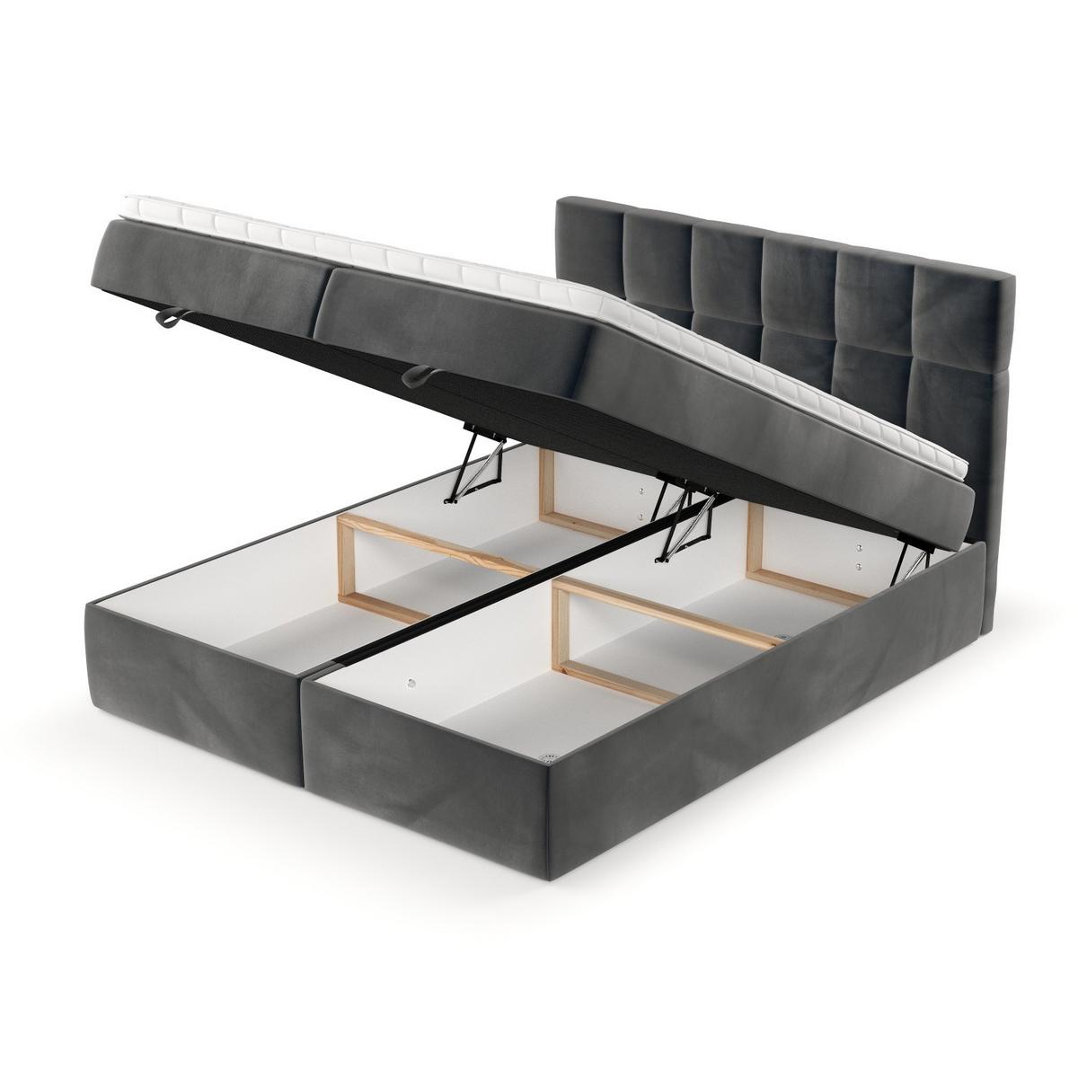 BOXBETT Savio 140/200 cm Anthrazit im Paros Stoff - Anthrazit/Schwarz, Holz/Holzwerkstoff (140/200cm) - AltaBeds