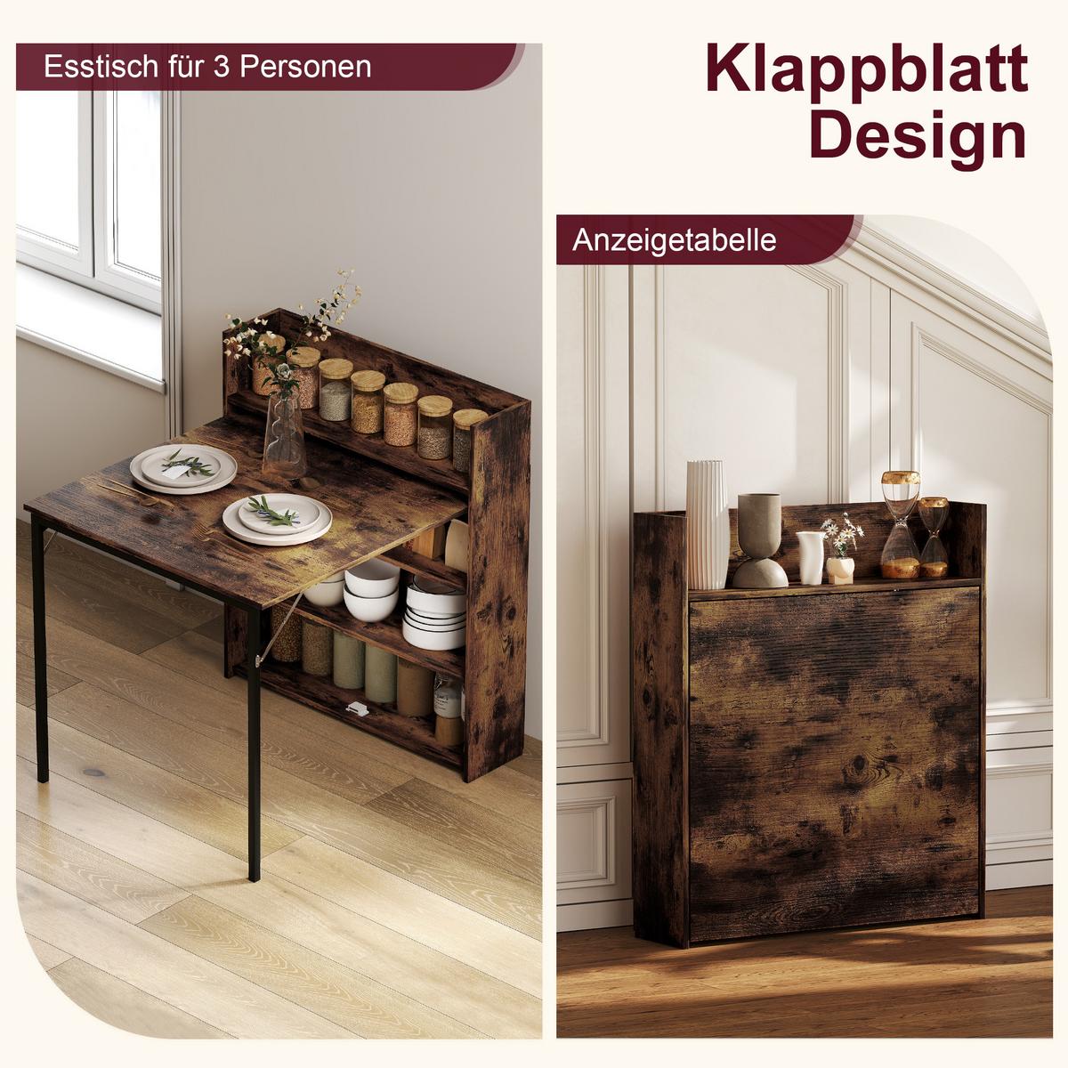 ESSTISCH MDF Stahl Rustikal-Braun - Schwarz/Braun, Holzwerkstoff (90/80/93cm) - HOMCOM