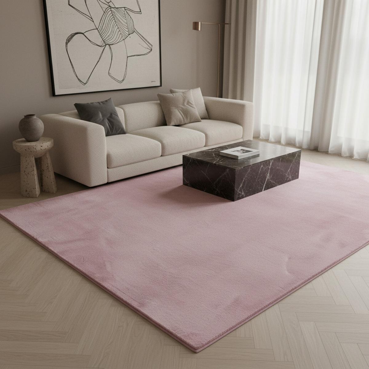 KURZFLORTEPPICH Waschbar NECKAR, einfarbig, aus Polyester, Rosa, 80 x 150 cm - Rosa, Textil (150/80cm) - KADIMA DESIGN