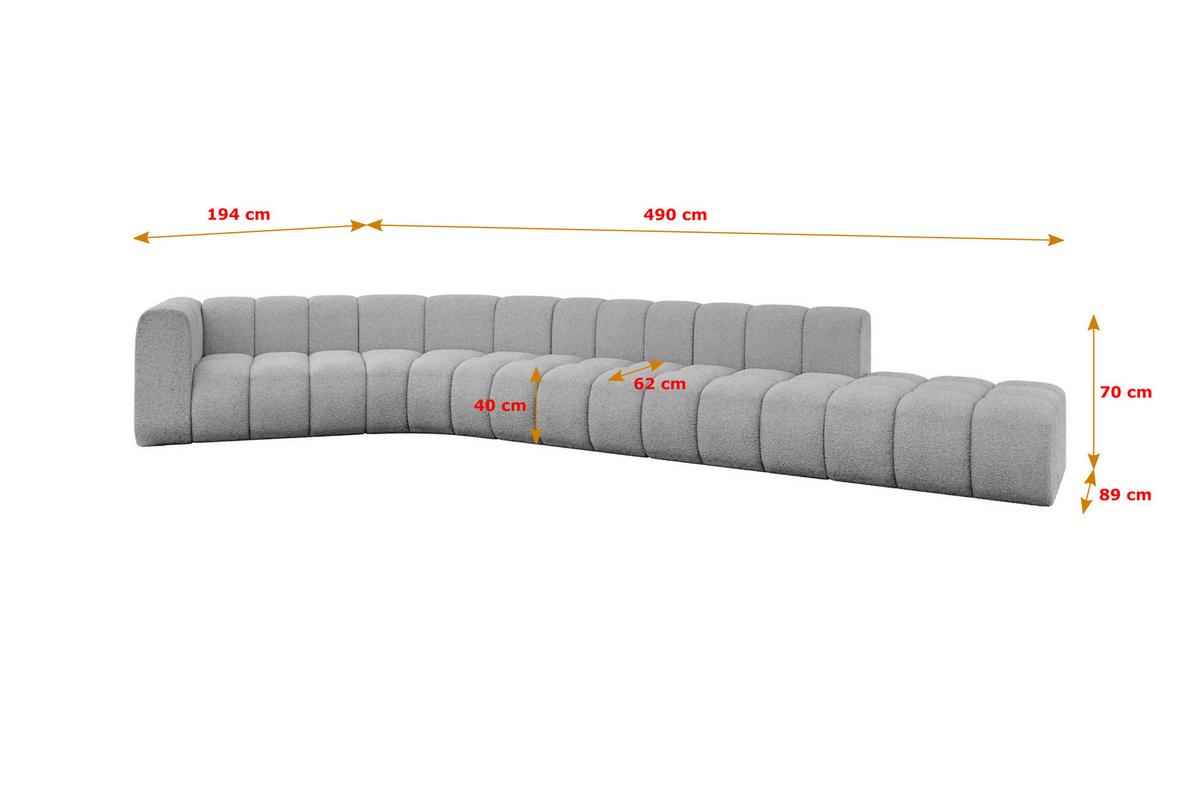 ECKSOFA modulares Sofa Tilmo-L2 - 490x194x70 cm Hellgrau - Hellgrau, Holzwerkstoff/Textil (490/194cm) - ALTDECOR