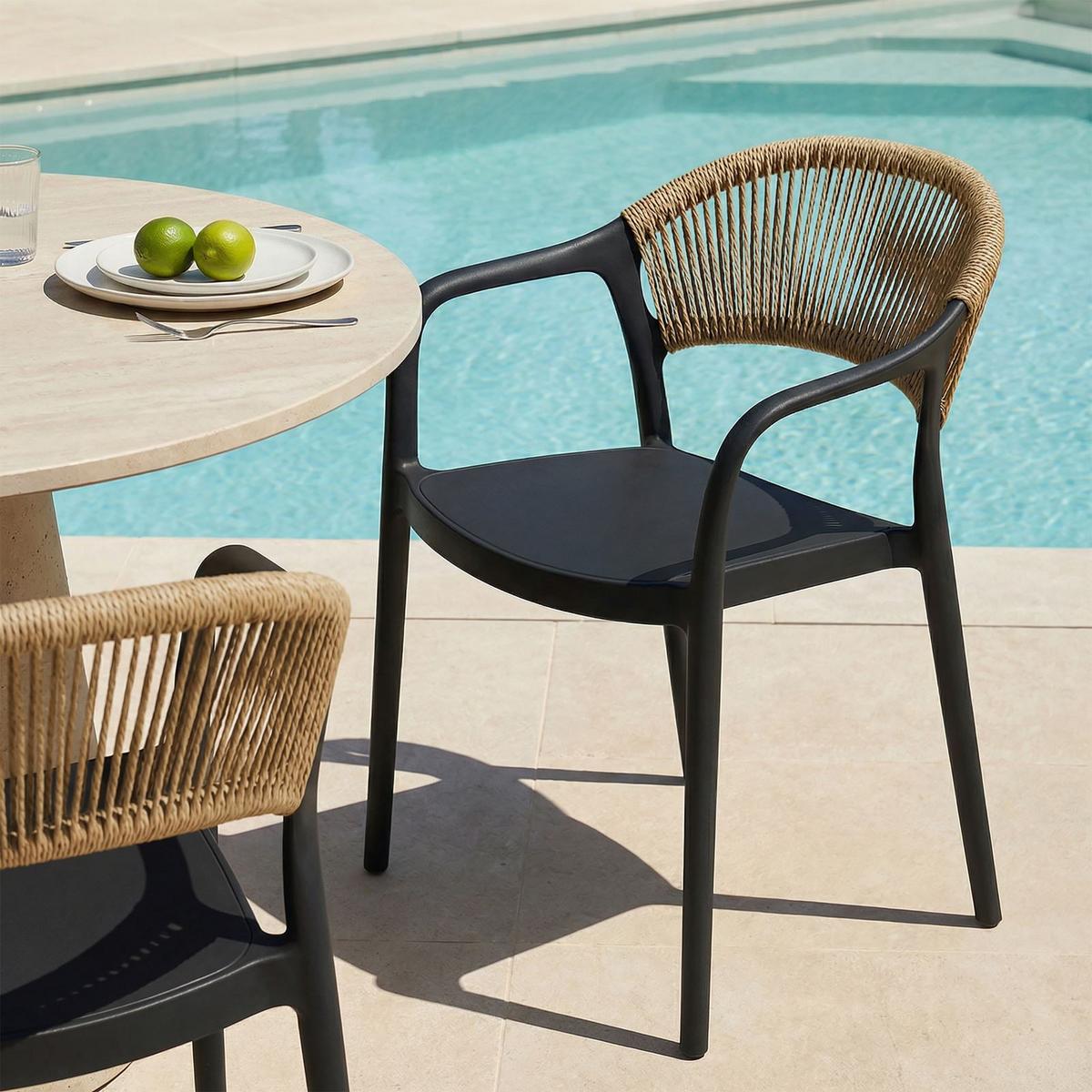 GARTENSTUHL NARCISO 6er-Set schwarz - Schwarz, Textil (52/80/42cm) - IDIMEX