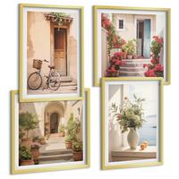 BILDER SET 4er Set - 50x50 cm & 40x60 cm Goldrahmen - Charmante Küstenstraßen - Goldfarben, Kunststoff (50/50cm) - TULUP